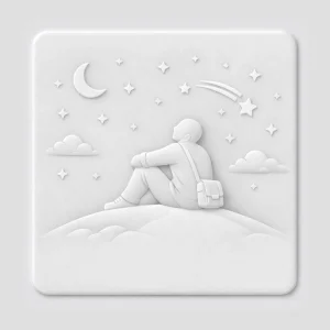 Illustration en relief évoquant les symboles et les murmures de l'imaginaire qui guident la plume de l'auteur.