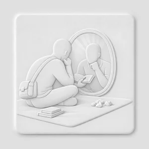 Illustration en relief symbolisant le miroir de l'écriture et les leçons personnelles révélées par l'archétype de l'auteur.