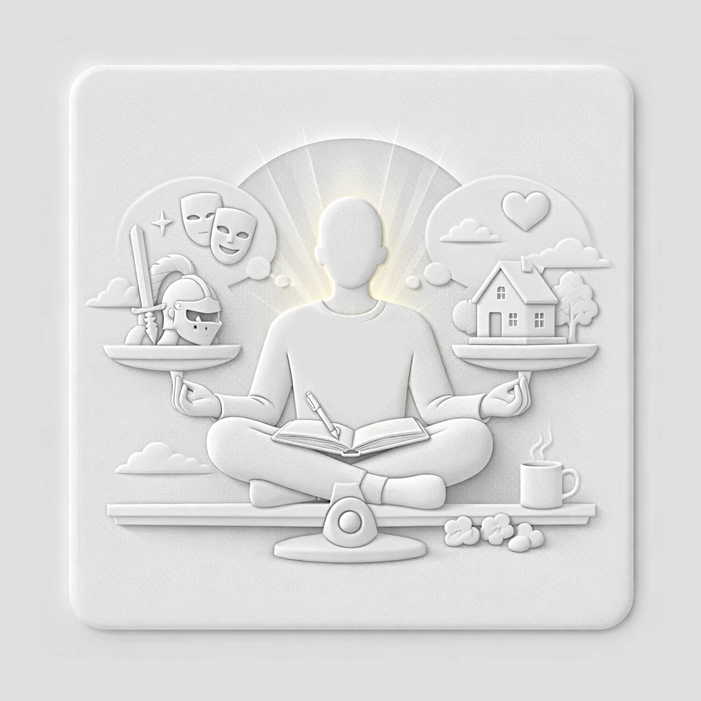 Illustration minimaliste en relief symbolisant l'harmonie entre la structure des archétypes et la vulnérabilité humaine de l'auteur.