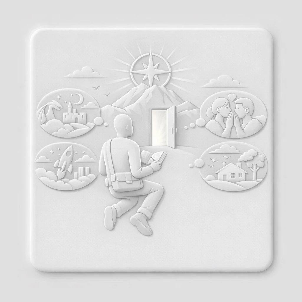 Illustration en relief symbolisant l'appel intérieur de l'écrivain et l'incarnation de son message à travers sa plume.